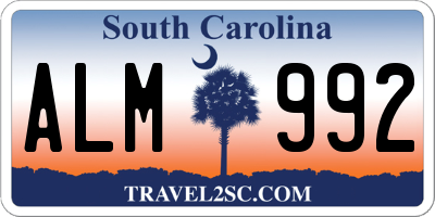 SC license plate ALM992