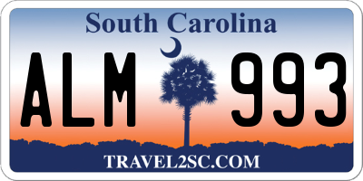 SC license plate ALM993