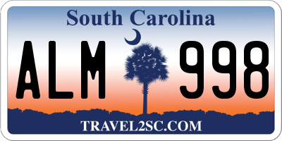 SC license plate ALM998