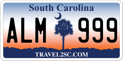 SC license plate ALM999