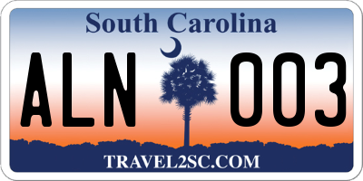 SC license plate ALN003