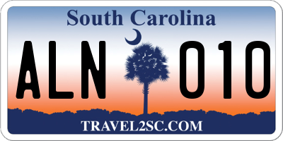 SC license plate ALN010