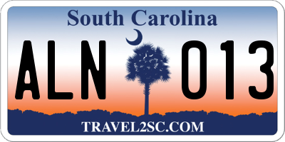 SC license plate ALN013
