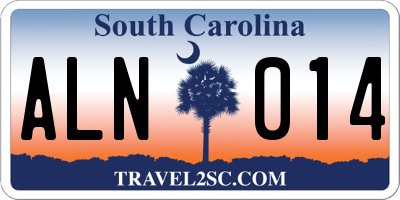 SC license plate ALN014
