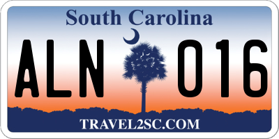 SC license plate ALN016