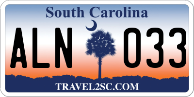 SC license plate ALN033