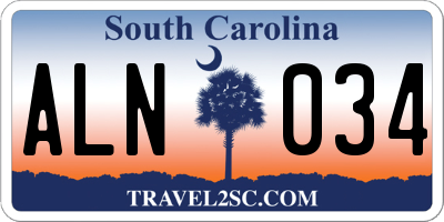 SC license plate ALN034