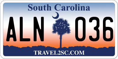SC license plate ALN036