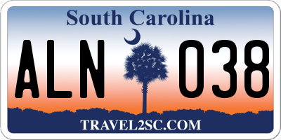 SC license plate ALN038