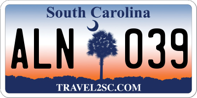 SC license plate ALN039