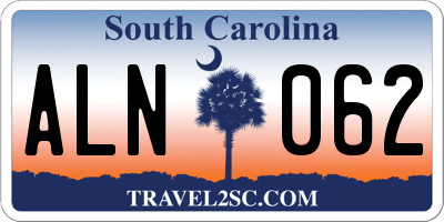 SC license plate ALN062