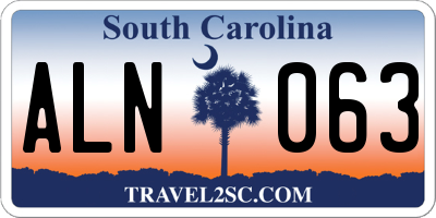 SC license plate ALN063