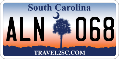 SC license plate ALN068