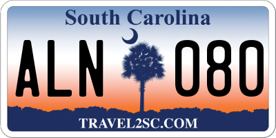 SC license plate ALN080
