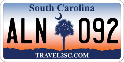 SC license plate ALN092