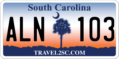 SC license plate ALN103