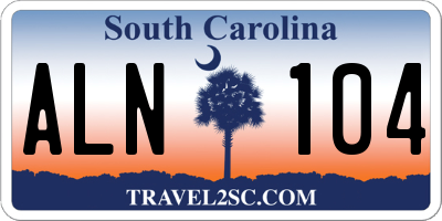 SC license plate ALN104