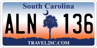 SC license plate ALN136