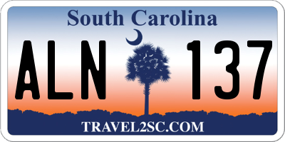 SC license plate ALN137
