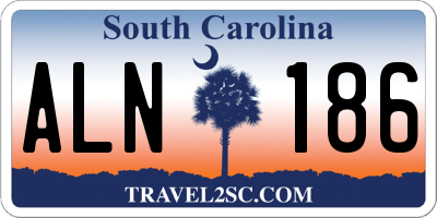SC license plate ALN186