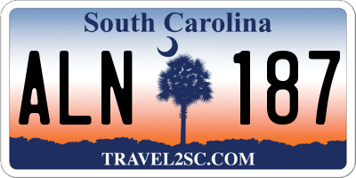 SC license plate ALN187