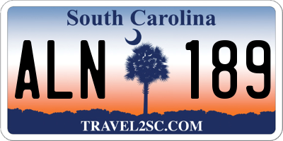 SC license plate ALN189