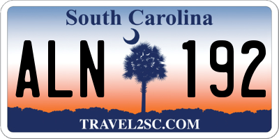 SC license plate ALN192