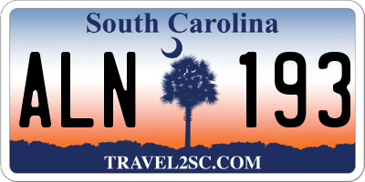 SC license plate ALN193