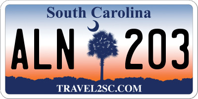 SC license plate ALN203