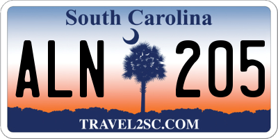 SC license plate ALN205