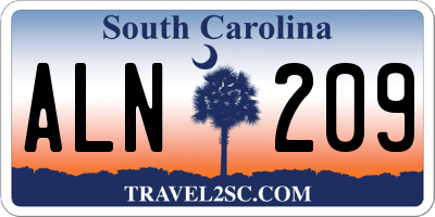 SC license plate ALN209