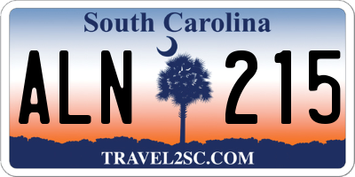SC license plate ALN215