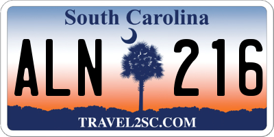 SC license plate ALN216