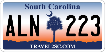 SC license plate ALN223