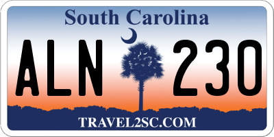 SC license plate ALN230