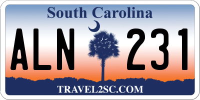 SC license plate ALN231