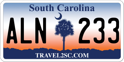 SC license plate ALN233