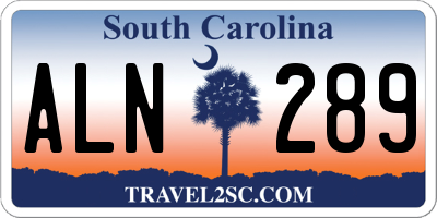 SC license plate ALN289