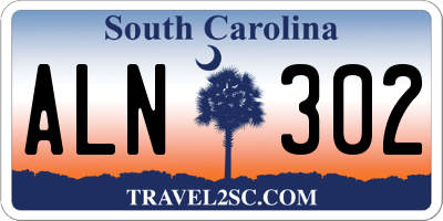 SC license plate ALN302