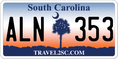 SC license plate ALN353