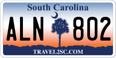 SC license plate ALN802