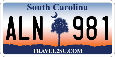 SC license plate ALN981