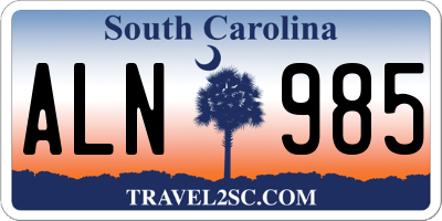SC license plate ALN985