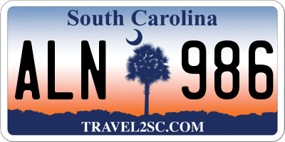 SC license plate ALN986