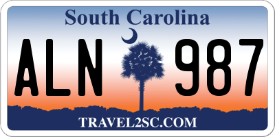SC license plate ALN987