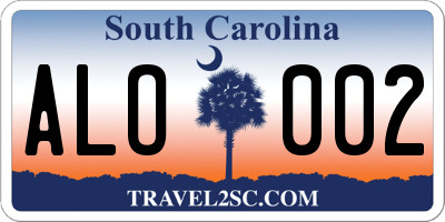 SC license plate ALO002
