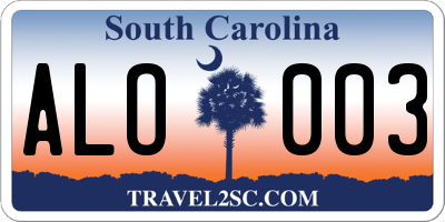 SC license plate ALO003