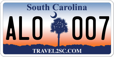 SC license plate ALO007