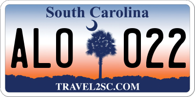 SC license plate ALO022