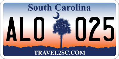 SC license plate ALO025